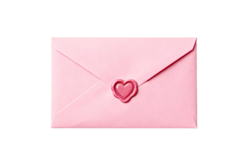 Pink envelope with heart-shaped seal for romantic messages