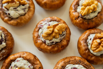Stuffed Mushrooms with Blue Cheese, Cranberries, and Walnuts – Festive Appetizer Ready to Bake