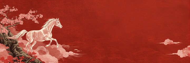 Chinese New Year 2026 themed background and banner templates, horse zodiac sign,Chinese New Year 2026