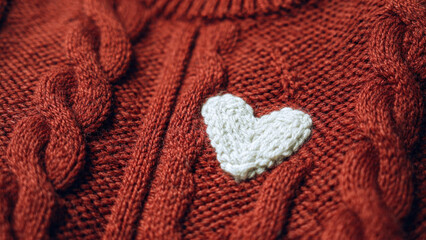 Fototapeta premium Knitted Heart on Cozy Red Sweater