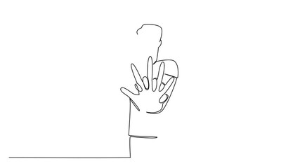 Animation of single line drawing of a man performing CPR chest compressions, symbolizing health for National CPR and AED Awareness in promoting and effective emergency response. Full length motion