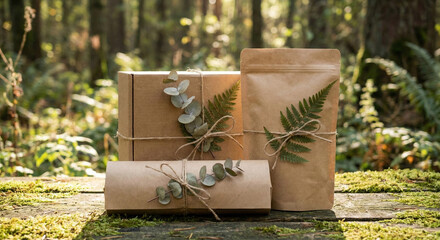 Obraz premium Eco-Friendly Kraft Paper Packaging Mockup