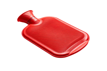 Red rubber hot water bottle for keeping warm and comfort