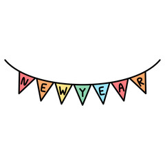 Obraz premium New Year Party Bunting Flag Isolated Illustration Elements