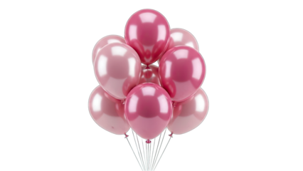 Pink Balloons Floating on White Background