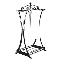 Black towel stand Silhouette Vector, High Quality Illustration on White Background