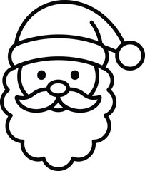 Minimalist Santa Claus line drawing illustration featuring simple outline style, Christmas icon design perfect for holiday decorations, cards, coloring pages
