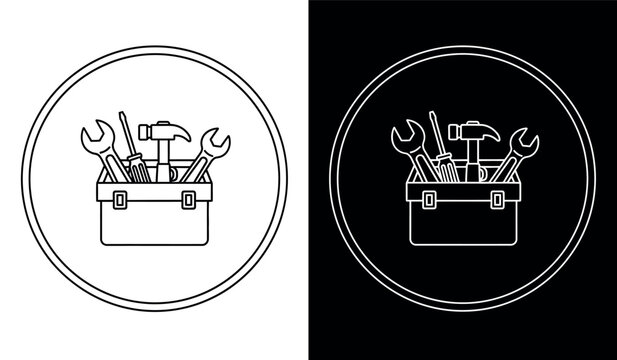 Hand drawn toolbox filled with repair tools illustration