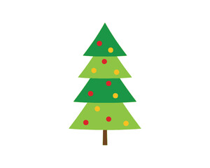 Fototapeta premium Minimalist Christmas Tree Graphic with Red and Yellow Decorations