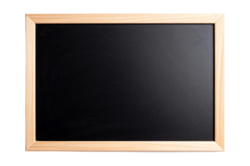 Plain black chalkboard with wooden frame for writing or drawing