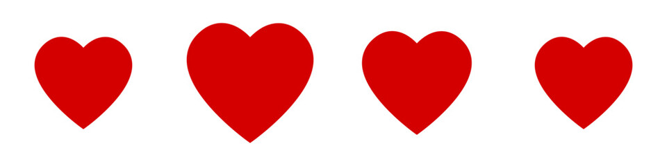 4 Frame Sprite Sheet of Basic Pulsing Beating Expanding and Retracting Red Heart Health Symbol Sign Icon Set for Game or App Animation. Vector Image.
