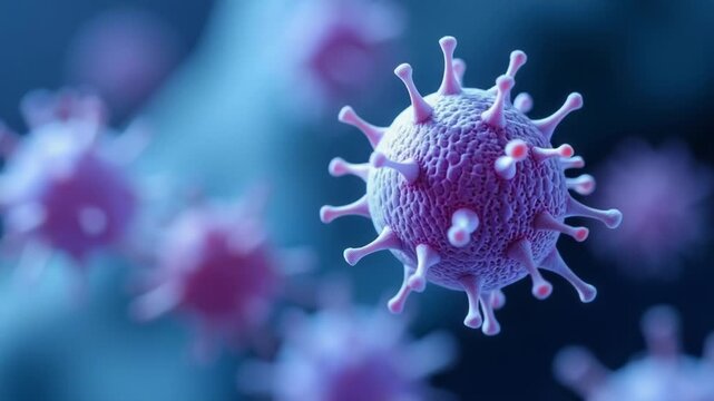 Video A detailed view of multiple purple corona cells, ideal for medical or scientific s