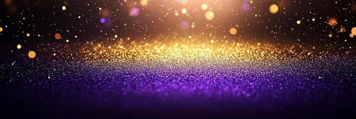 Stunning Gold Sparkles and Lavish Flourishes Create a Shimmering Elegance on Purple Background