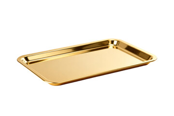 Shiny golden rectangular tray for serving and display purposes