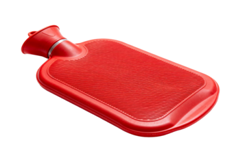 Red hot water bottle for keeping warm and providing comfort