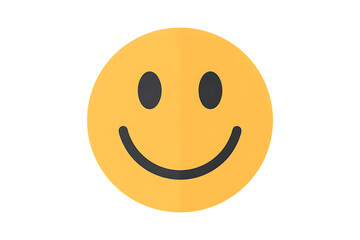 Fototapeta premium Yellow smiley face emoji with black eyes and mouth isolated on white background