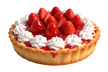 Delicious strawberry tart with cream and fresh berries on top