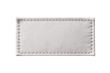 Plain rectangular fabric patch with stitching on a white background