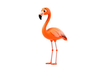 Colorful cartoon flamingo with long legs and curved beak