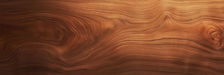 Fototapeta premium Rich, Dark Brown Wood Grain Texture Background with Warm Earthy Tones, Swirls, and Natural Knots