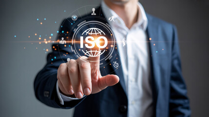 Person's Finger Interacting with ISO Global Standard Digital Interface certification