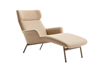 Modern beige lounge chair with sleek metal legs for comfortable relaxation