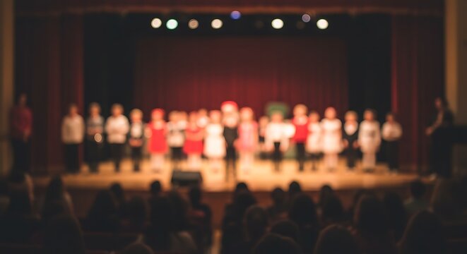 A group of performers on stage taking a bow after a show.