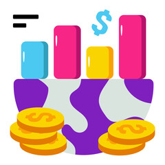 A unique design icon of global financial analytics 