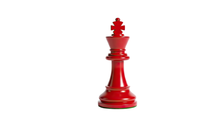 A red chess king on a white background.