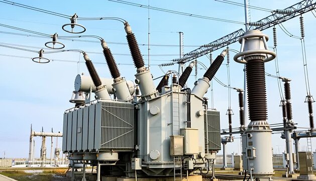 Large power transformer and electrical substation infrastructure for energy distribution transformer.
