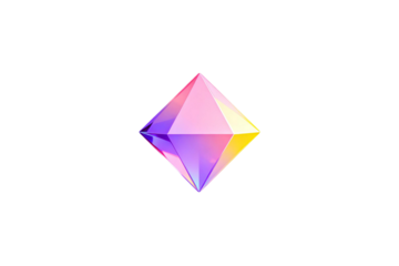 Colorful diamond-shaped geometric object with vibrant hues
