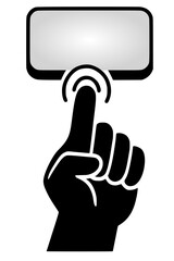 Finger touching a button, a symbol of interaction and user interface design.