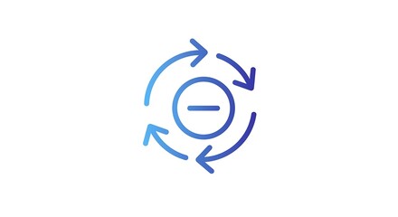 Blue gradient icon representing decrease and removal from a cycle.
