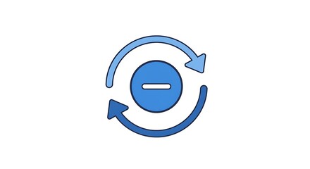 Circular arrows with minus sign inside a blue circle.