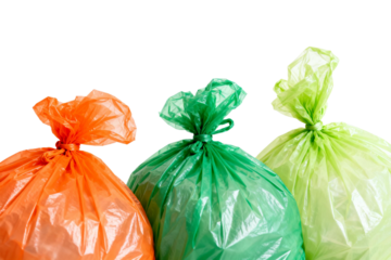 Colorful plastic garbage bags for waste management and recycling