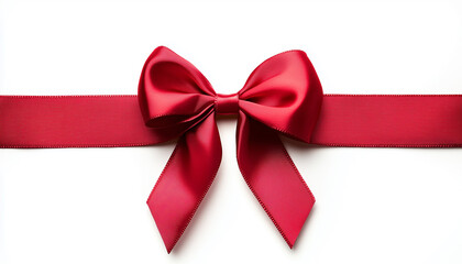 Fototapeta premium Red atlas ribbon bow isolated on white background