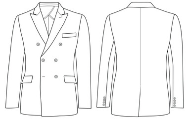 man Double Breasted Coat Vector Fashion Design Illustration