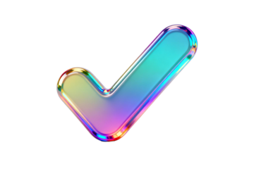 Colorful shiny check mark symbol with gradient effect