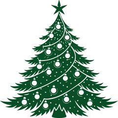 Fototapeta premium Classic Green Christmas Tree with Ornaments and Star