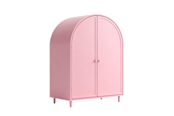 Pink arched cabinet with two doors for home storage