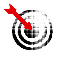 halftone arrow and target. Trendy newspaper cut out paper elements