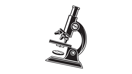 Vintage illustration of a classic laboratory microscope with a slide on the stage