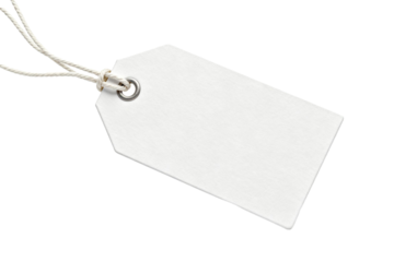 Blank rectangular price tag with string for labeling items