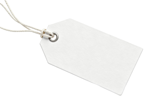 Blank rectangular price tag with string for labeling items - Powered by Adobe