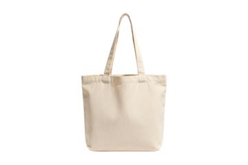 Plain beige canvas tote bag with long handles for casual use