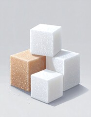 Sugar cubes, white and brown, stacked