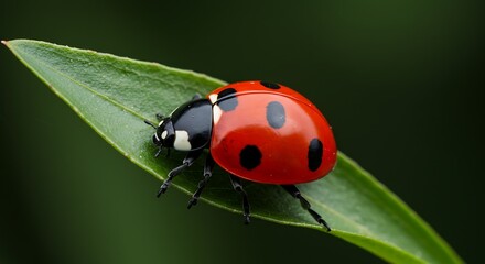 Fototapeta premium Ladybug on a Green Leaf.