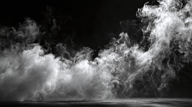 A captivating depiction of swirling smoke against a dark backdrop, creating an atmosphere of mystery and ethereal beauty. The image showcases the delicate dance of light and shadow