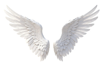 Fototapeta premium White angel wings with delicate feather details and elegant appearance