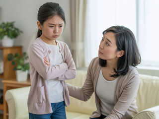 反抗期の子供、親子喧嘩、お説教のイメージ Generative AI